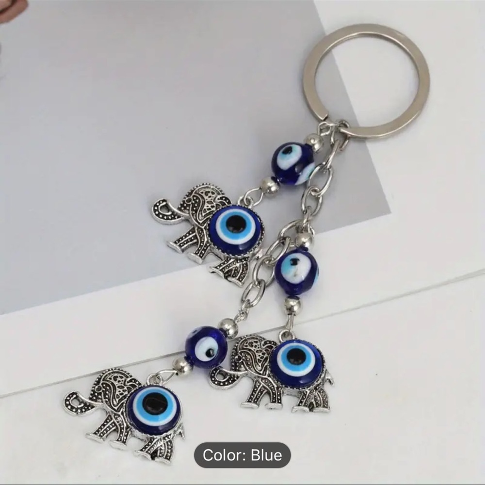 evil eye elephant keychain
